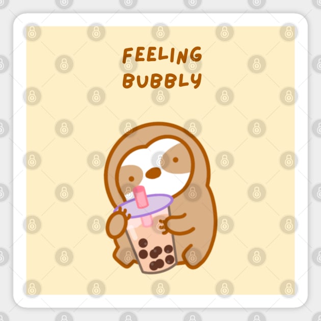 Feeling Bubbly Boba Sloth Magnet by theslothinme